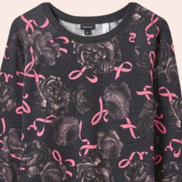 Breast Cancer Awareness-Cozy Fleece Crew Neck Raglan Sweatshirt Pink Ribbon For - Picture 6 of 6